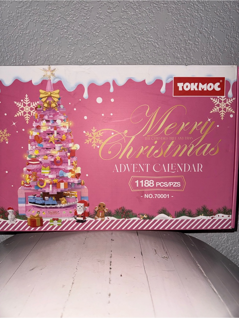 Pink Merry Christmas Advent Calendar Building Set